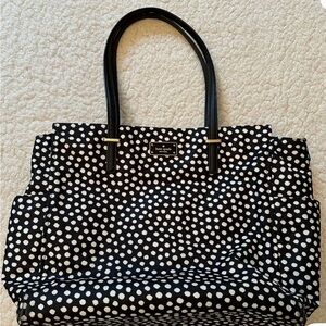 Kate Spade Black Polka Dot Diaper Tote Bag with changing Pad